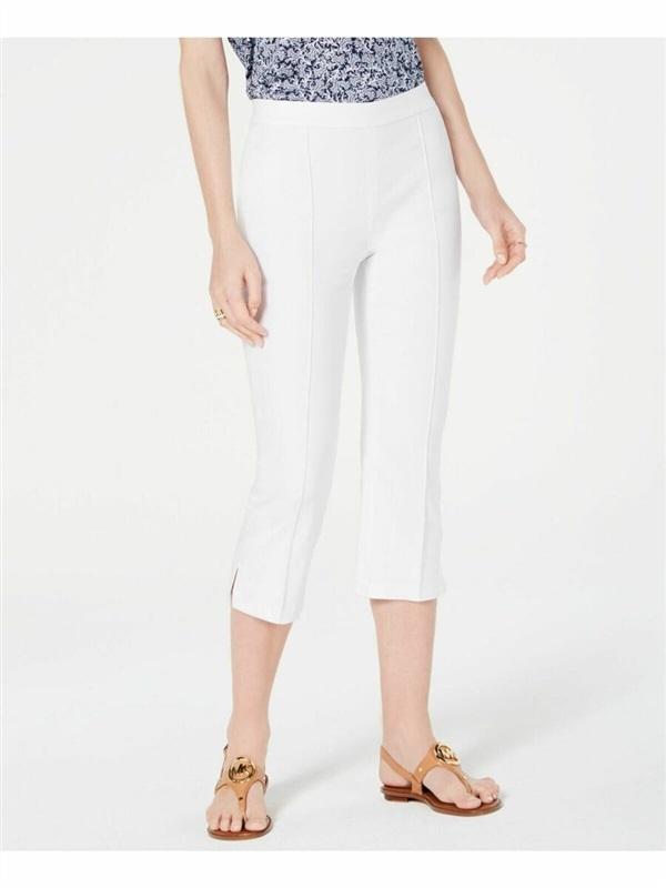 NWOT Michael Kors L Stretch Pull On Capri Pants White 122478