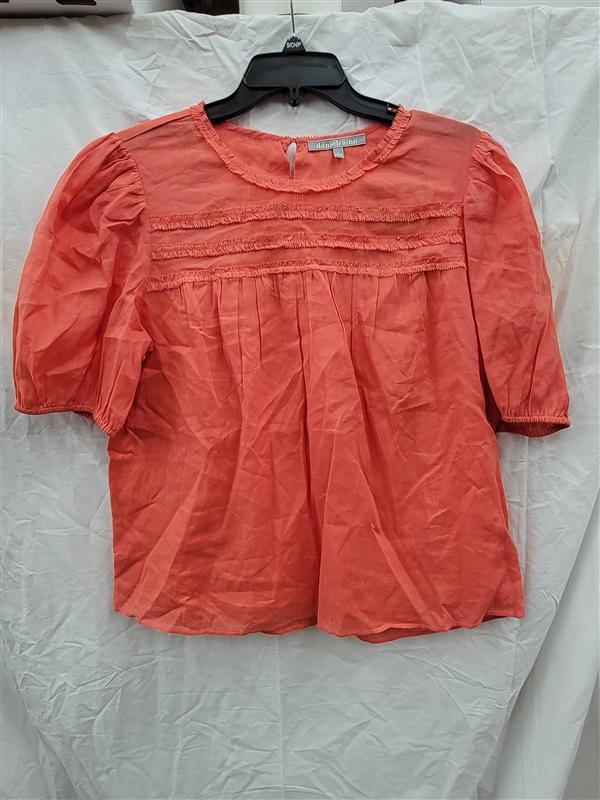 NWOT Daniel Rainn L Melon Orange Lace Short Sleeve Blouse 122480