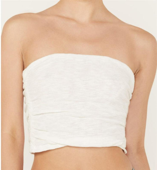 NWT Free People XL Boulevard Ruched Tube Top Cream 122481