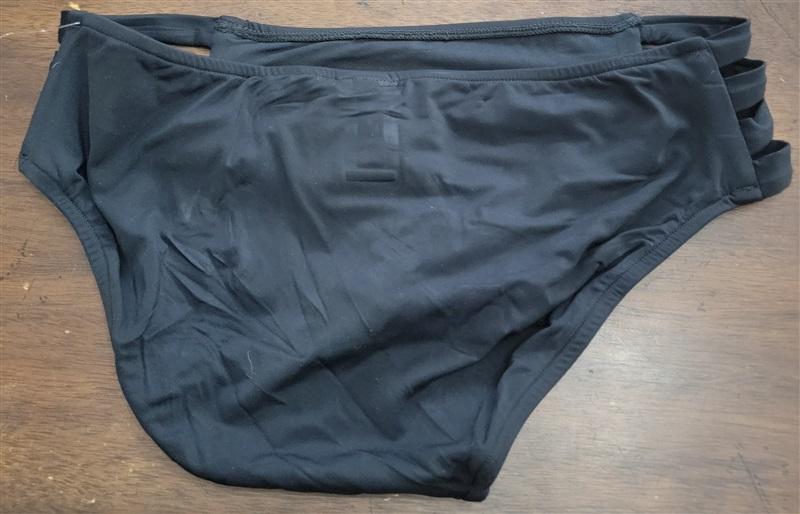 NWOT Seafolly 10 USA Multi Strap Hipster Full Coverage Bikini Bottom Black 122503