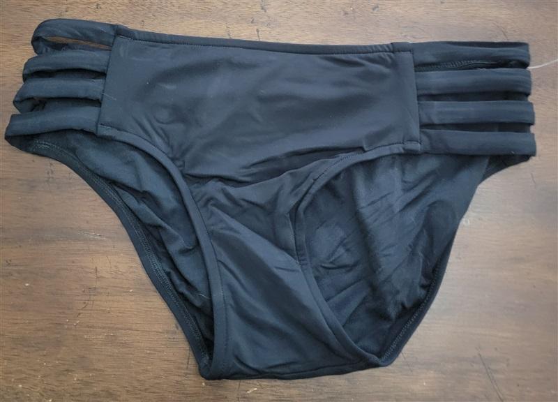 NWOT Seafolly 10 USA Multi Strap Hipster Full Coverage Bikini Bottom Black 122503