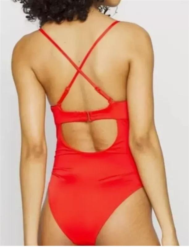 NWOT Good American SHOW OFF Red Underwire 1PC Swimsuit 122513
