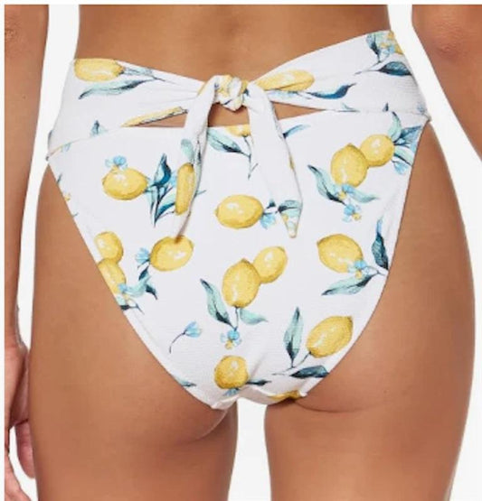 NWT Jessica Simpson Love Lemons L Tie High-Waist Bikini Swim Bottom 122543