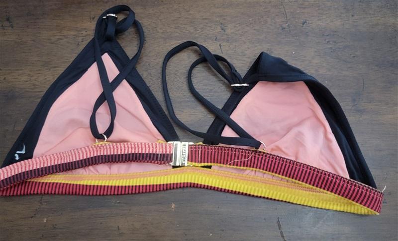 NWOT Seafolly 10 USA Essentials Fixed Ribbed Triangle Bikini Top Stripe 122551