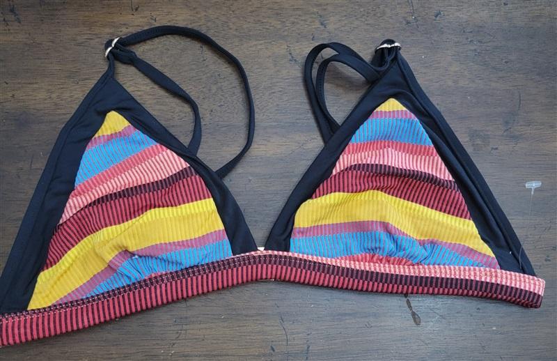 NWOT Seafolly 10 USA Essentials Fixed Ribbed Triangle Bikini Top Stripe 122551