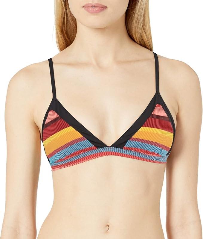 NWOT Seafolly 10 USA Essentials Fixed Ribbed Triangle Bikini Top Stripe 122551