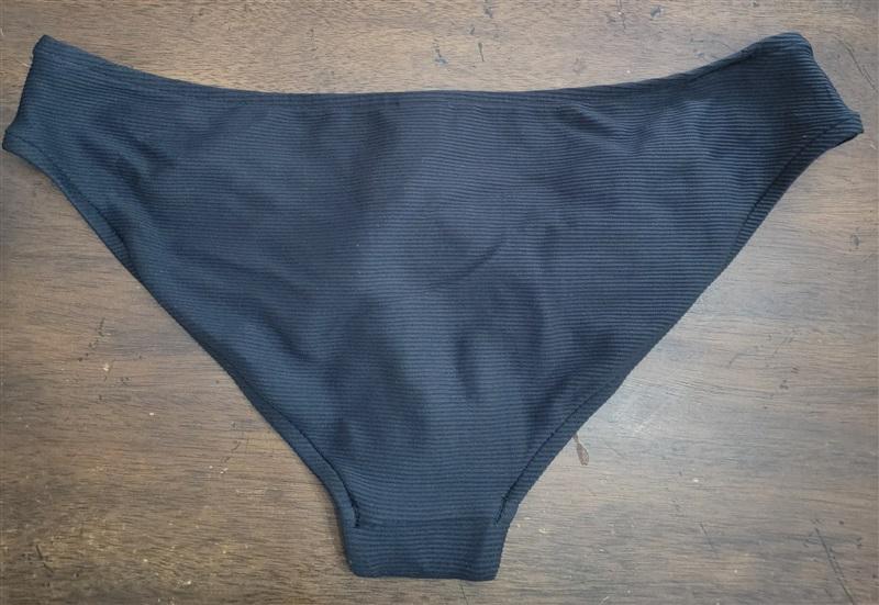 NWOT Milea 14 Mini Rib Mid Rise Bikini Swim Bottom Black 122552