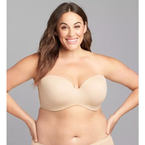 NWOTD Cacique 44F Smooth Boost Strapless Bra Beige 122567