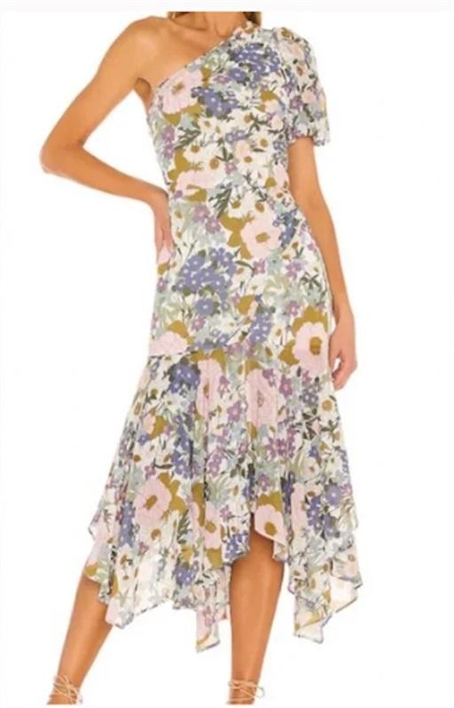 NWT ASTR the Label XS ASTR Santorini One Shoulder Dress Floral 122569