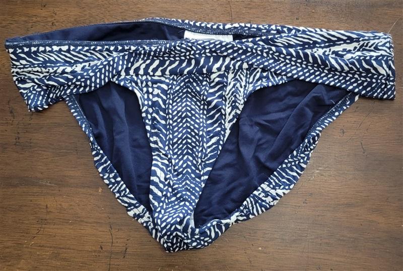 NWT Robin Piccone Ava M Twist Blue White Full Bikini Swim Bottom 122573