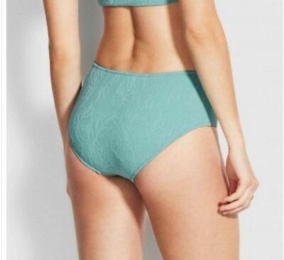 NWOT Seafolly 12USA Palm Coast Wide Side Retro Brief Blue Nile 122592