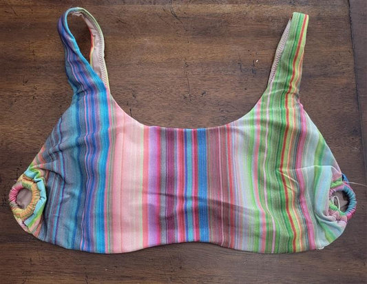 NWOT Pilyq D Retrograde Glitter Rainbow Stripe Ring Crop Top 122597