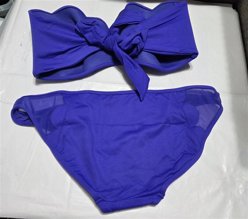 NWOT Seafolly 10 USA Petal Bandeau Bra Bikini Bikini Top & Bottom Blue 122599