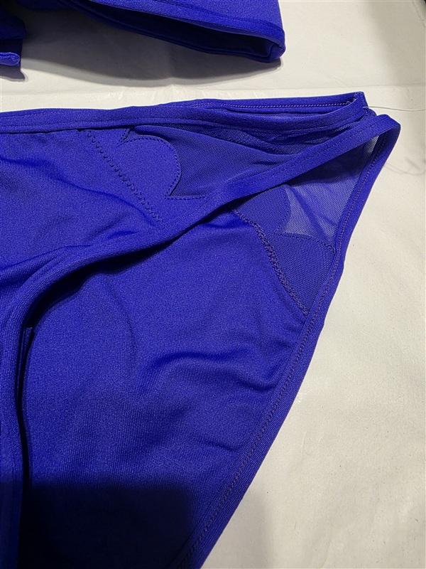 NWOT Seafolly 10 USA Petal Bandeau Bra Bikini Bikini Top & Bottom Blue 122599