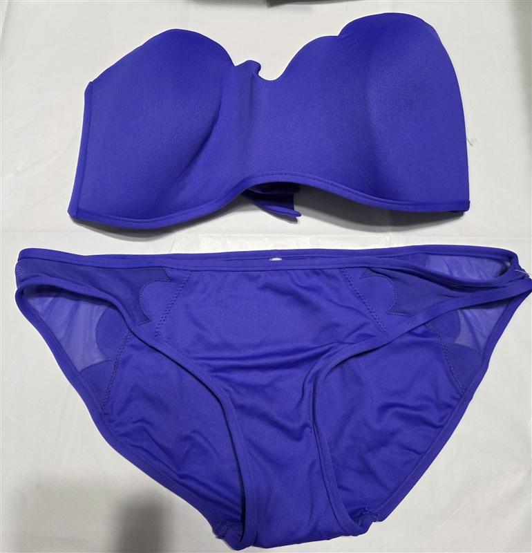 NWOT Seafolly 10 USA Petal Bandeau Bra Bikini Bikini Top & Bottom Blue 122599