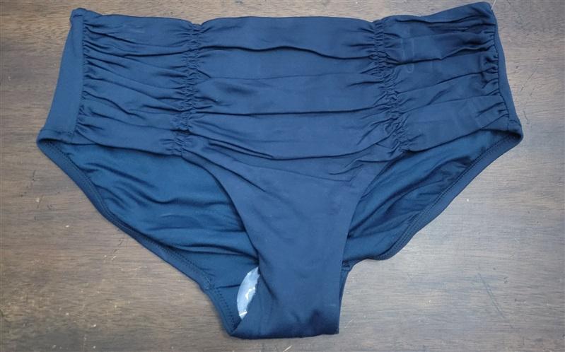 NWOT Seafolly SZ 12 USA Shirred High-Waisted Bikini Swim Bottom Black 122601