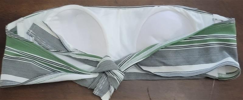 NWOT Robin Piccone L Bandeau Bikini Swim Top Green Black 122613