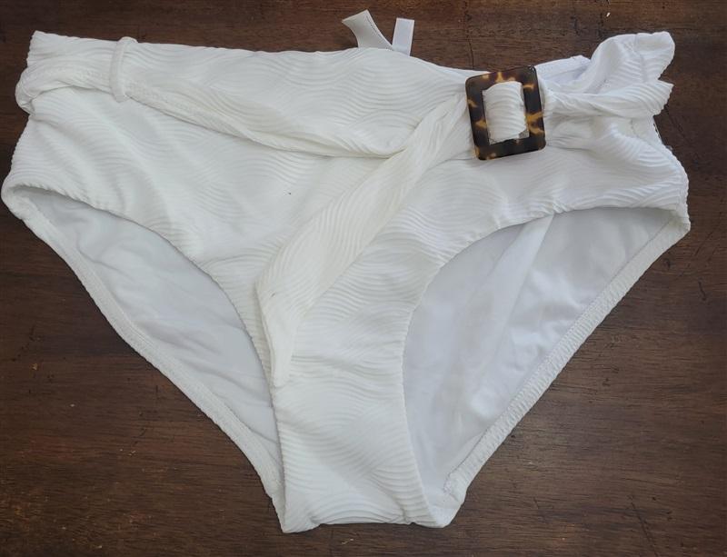 NWOT Seafolly 10 USA Belted Wide Side Retro Brief White 122617