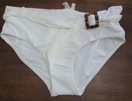 NWOT Seafolly 10 USA Belted Wide Side Retro Brief White 122617