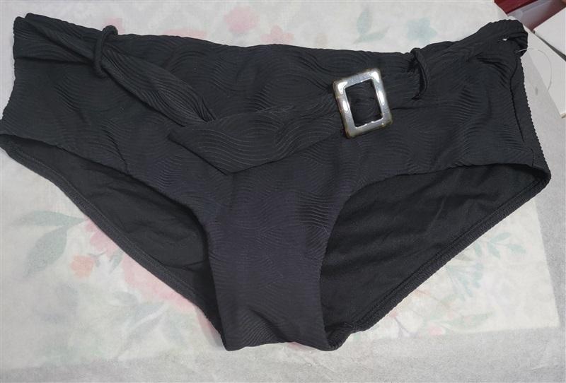 NWOT Seafolly 12 USA Belted Wide Side Retro Brief Black 122618