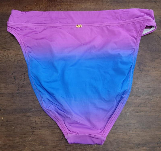 NWOT Pilyq L Sunset Pink Purple Ombre Hi Waist Cheeky Bikini Swim Bottom 122625