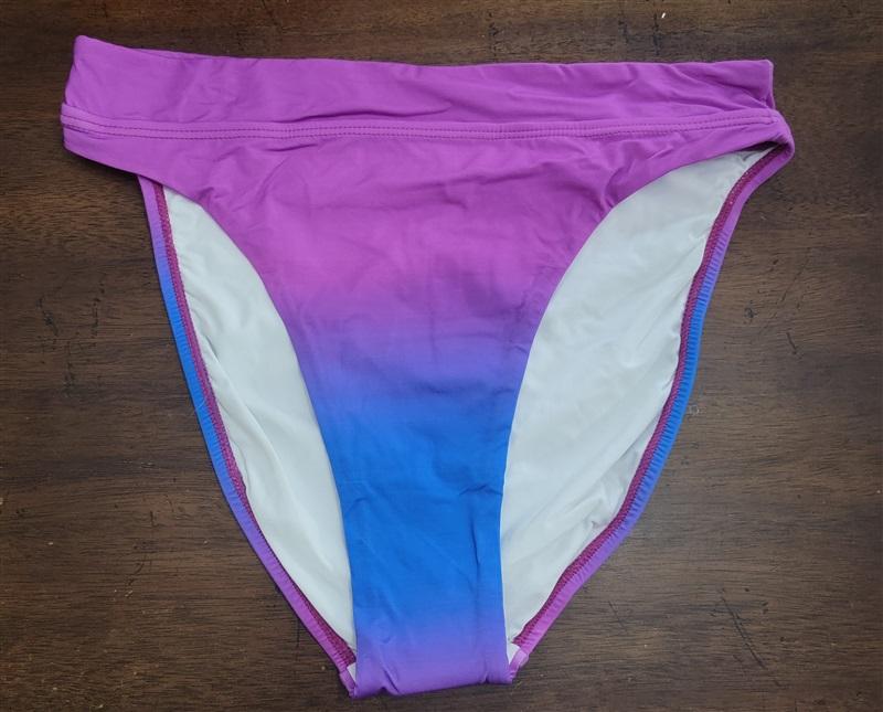 NWOT Pilyq L Sunset Pink Purple Ombre Hi Waist Cheeky Bikini Swim Bottom 122625