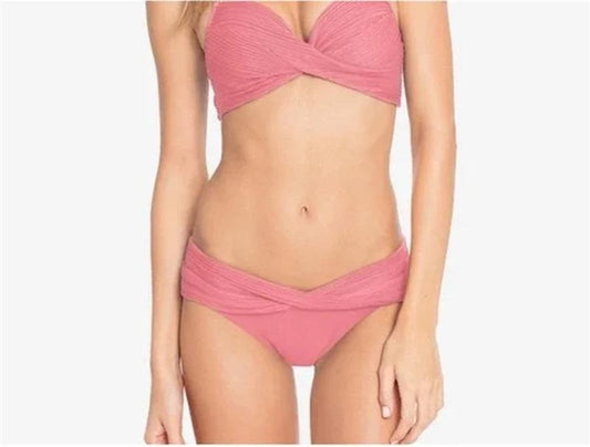 NWT Robin Piccone S Lily Twist V Bikini Bottom Pink 122630