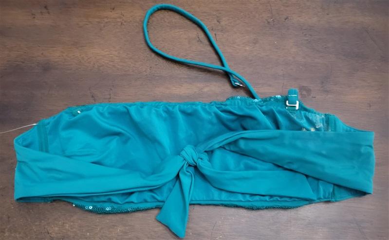 NWOT Calzedonia Colbey Sequin Green Bandeau Bikini Swim Top 122642