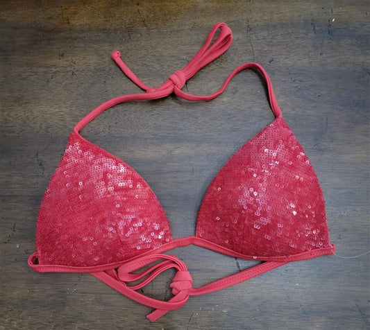 NWOT Calzedonia Colbey Sequin Red Bikini Swim Top 122643