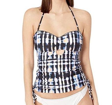 NWT Lucky Brand Solstice Canyon M Tie Dye Halter Bandeau Tankini Swim Top 122645