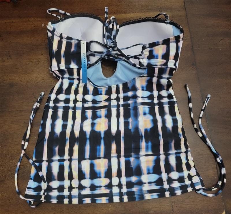 NWT Lucky Brand Solstice Canyon M Tie Dye Halter Bandeau Tankini Swim Top 122645