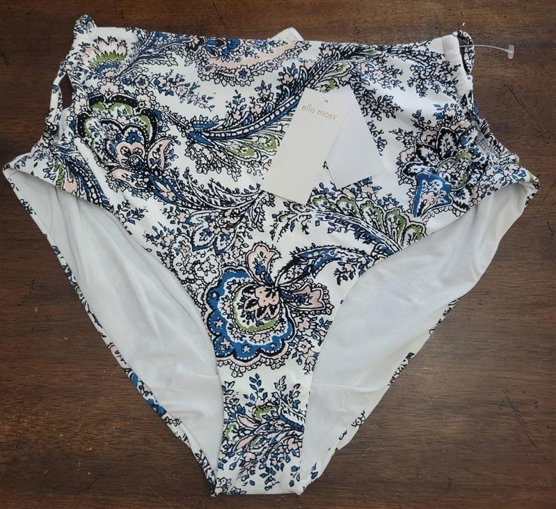 NWT Ella Moss L Breezy Boho High Waist Lace up Swimsuit Bikini Bottom 122653
