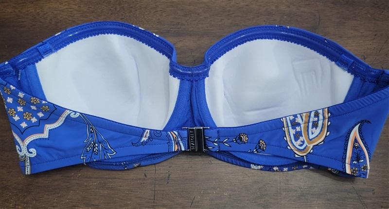 NWOT Seafolly 8 USA Floral Underwire Bandeau Bra Bikini Top Blue 122660