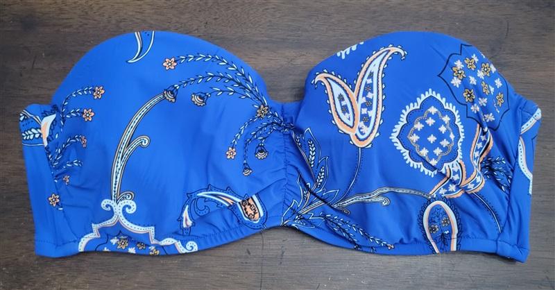 NWOT Seafolly 8 USA Floral Underwire Bandeau Bra Bikini Top Blue 122660