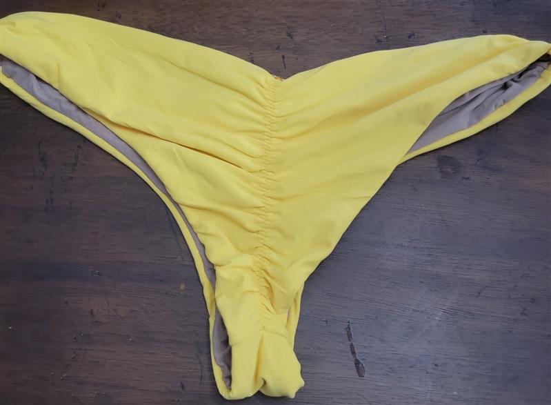 NWOT Pilyq PQ Basic Teeny Ruched L Marigold Yellow Bikini Swim Bottoms 122664