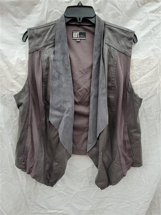 NWOT Kut from Kloth XXL Drape Front Vest Vegan Leather 122695