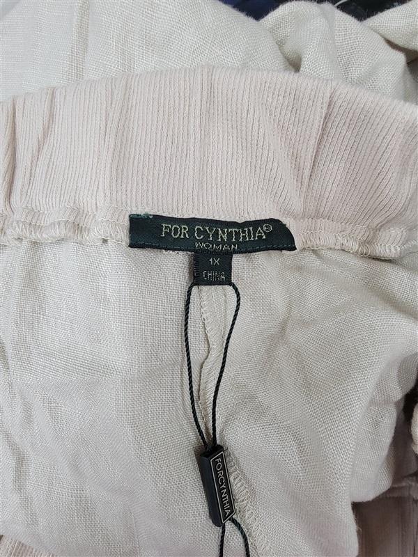 NWT For Cynthia 1x Linen Boho Pull On Pants Tan 122707