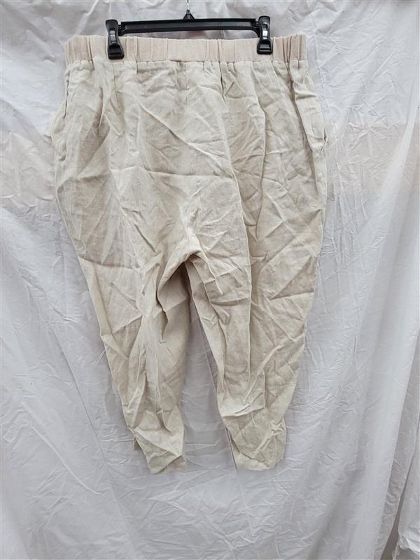 NWT For Cynthia 1x Linen Boho Pull On Pants Tan 122707