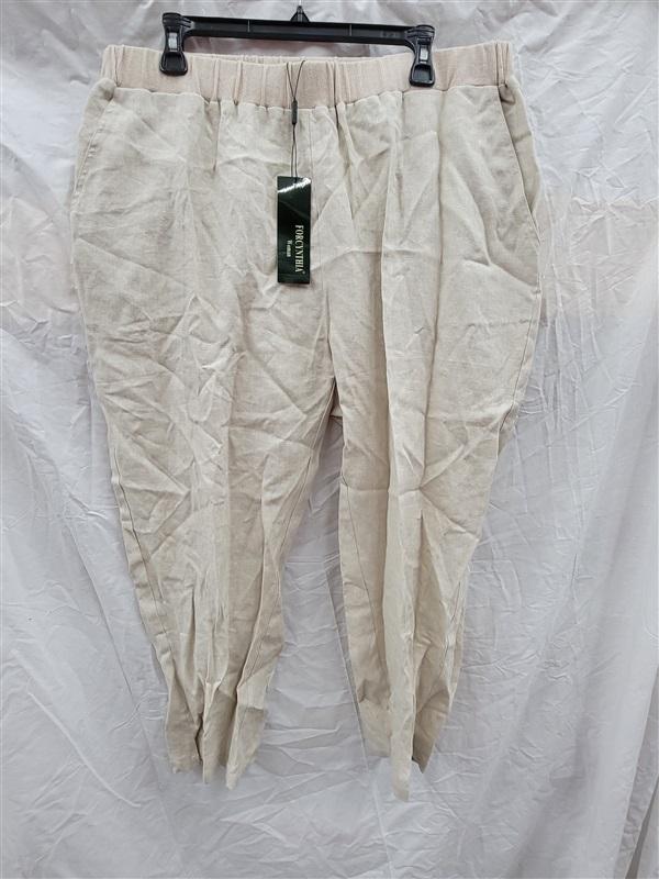 NWT For Cynthia 1x Linen Boho Pull On Pants Tan 122707