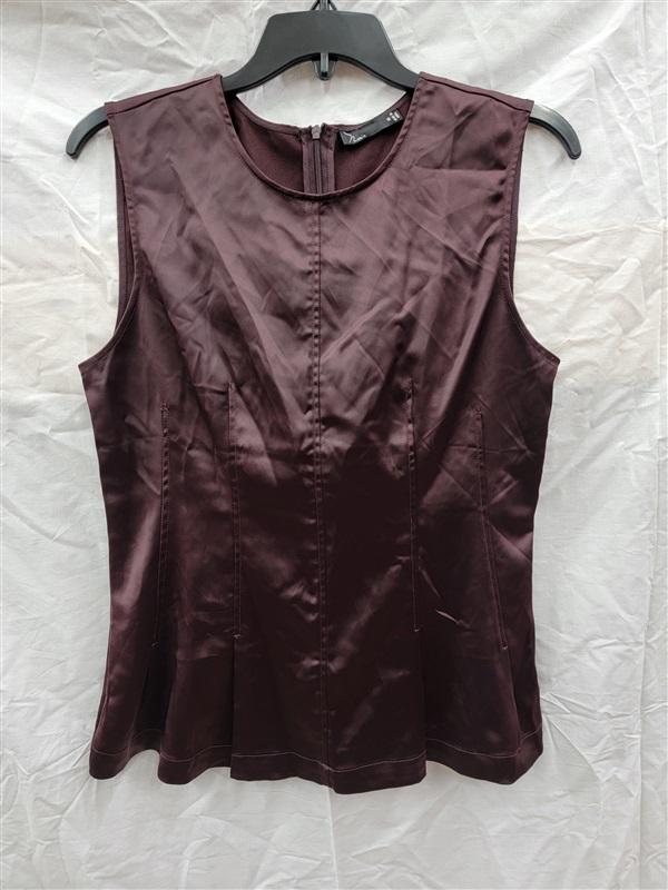 NWOT Noir M Brown Burgundy Sleeveless Peplum Top 122708