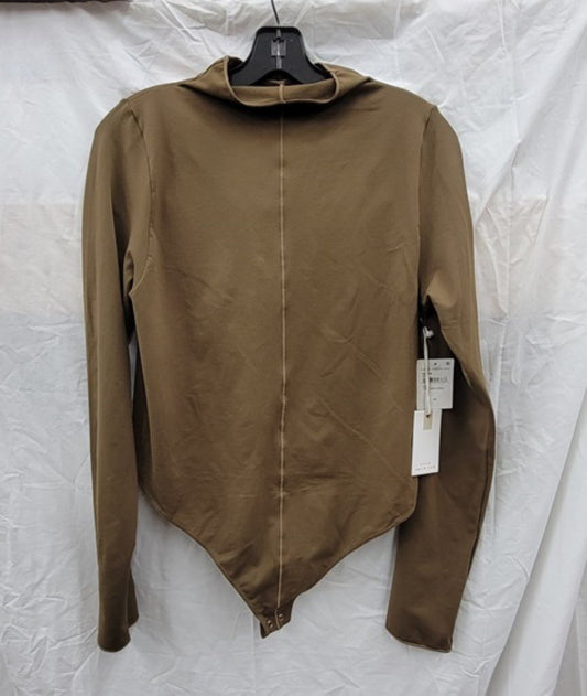 NWT Good American 2x 3x Mock Turtle Neck Bodysuit Thong Mocha 122709