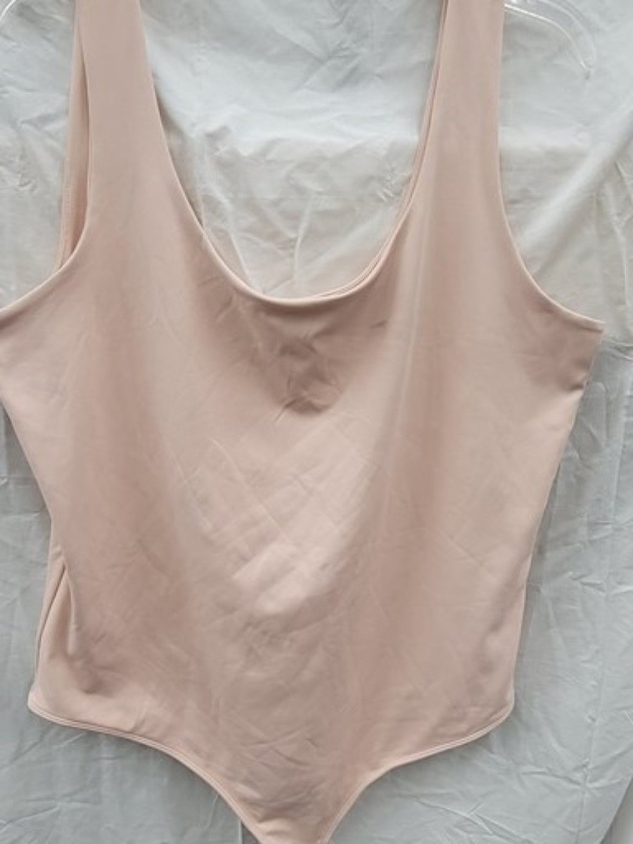 NWOT Express XL Rounded Neck Tank Bodysuit Thong Pink 122712