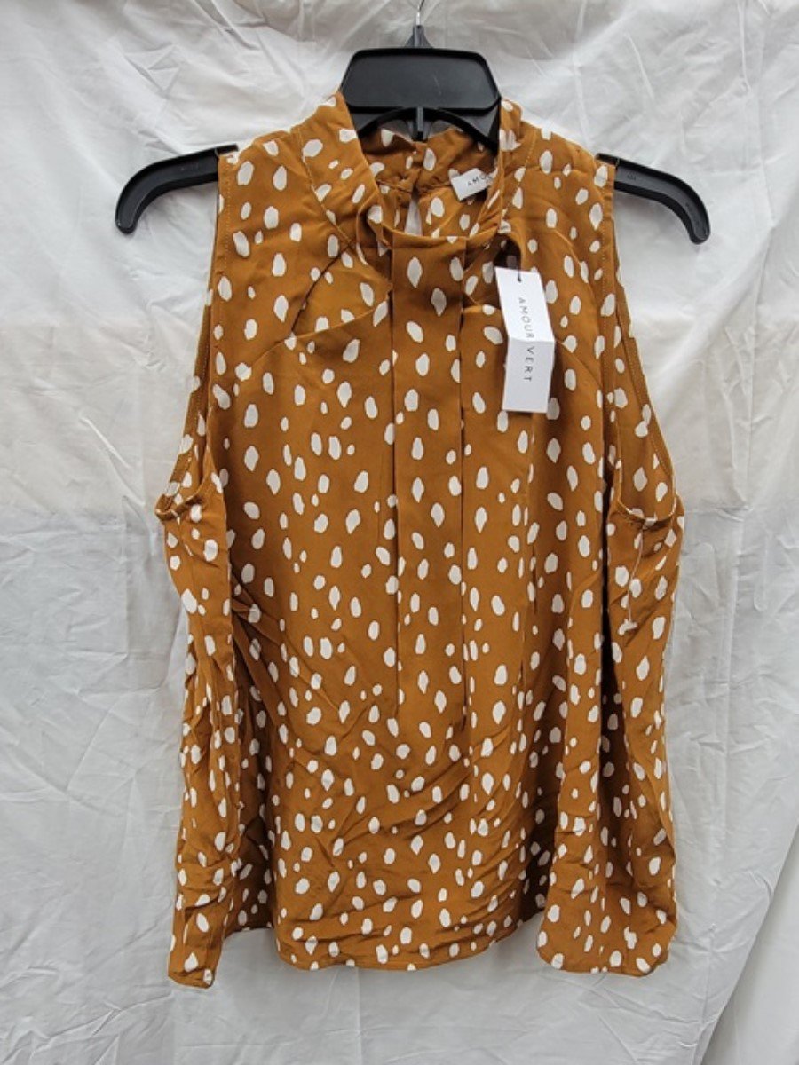 NWT Amour Verte XL Rosie Washable Silk Sleeveless High Neck Blouse 122714