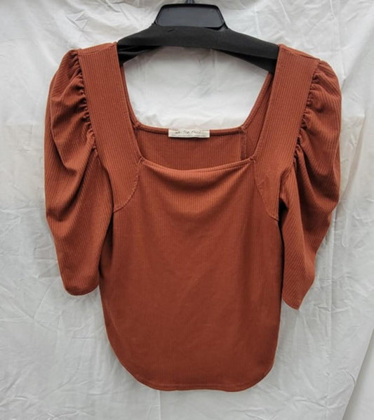 NWOT We The Free People XL Puffy Sleeve Square Neck T Shirt 122722