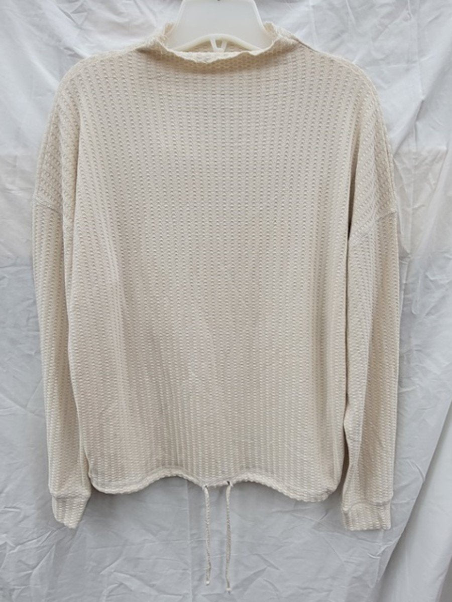 NWOT Chaser M Tie Waist Top Waffle Knit Ivory 122724