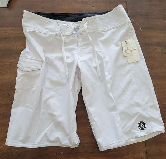 NWT Volcom sz 1 Women's Simply Solid 11" Boardshorts White 122727