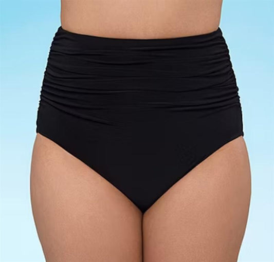 NWT Trimshaper 16W High Waist Bikini Swimsuit Bottom Black 122728