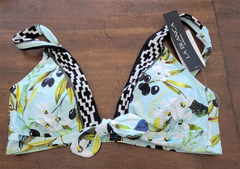 NWT La Blanca 10 Dirty Martini Printed Tie-Front Bikini Olives 122730