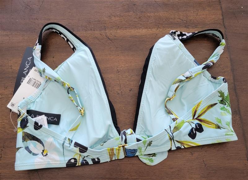 NWT La Blanca 10 Dirty Martini Printed Tie-Front Bikini Olives 122730