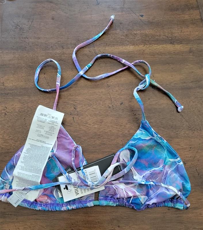 NWOT Volcom L Georgia May Jagger Tie Dye Triangle Halter Bikini Swim Top 122737